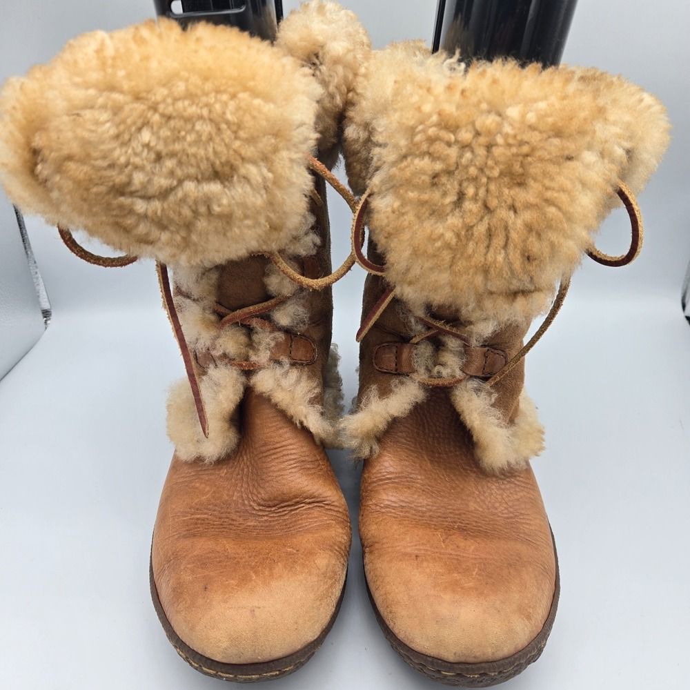 Born‎ Boots Womens Sz 10/42 Chestnut Nome W5198 Tan Leather Shearling Fur Suede